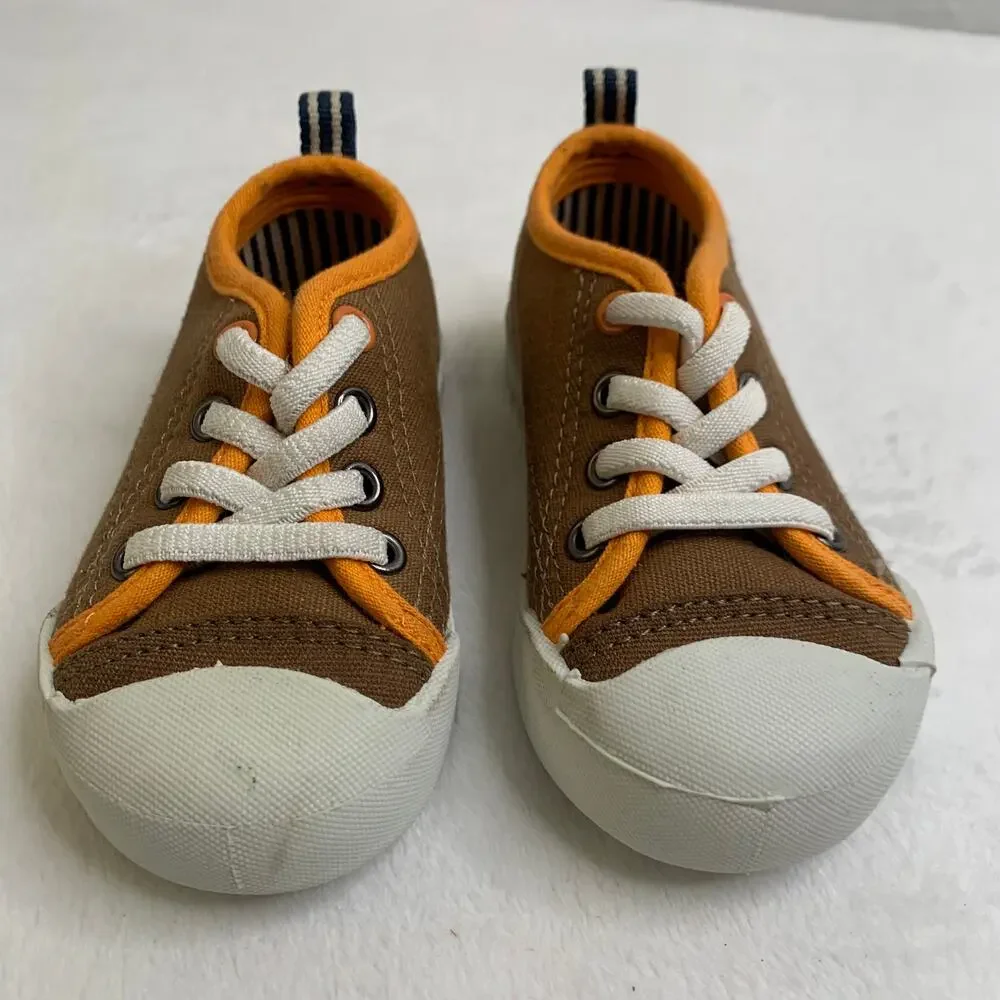 Osh Kosh Boys Unisex 6M Brown Mustard Sneakers Lace Up Walking Shoes
